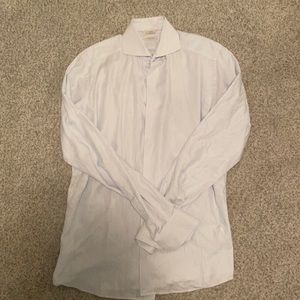 Suitsupply men’s blue & white stripped dress shirt. Cotton two ply, 39-7 x 15.5